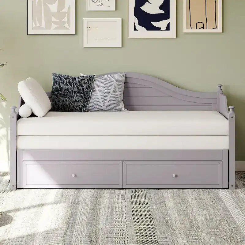 Twin Size Daybed with Extended Pop Up Trundle