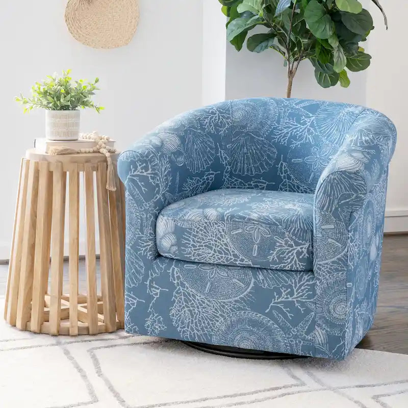 Moriarty Coastal/Beach/Ocean Inspired Swivel Accent Arm Chair