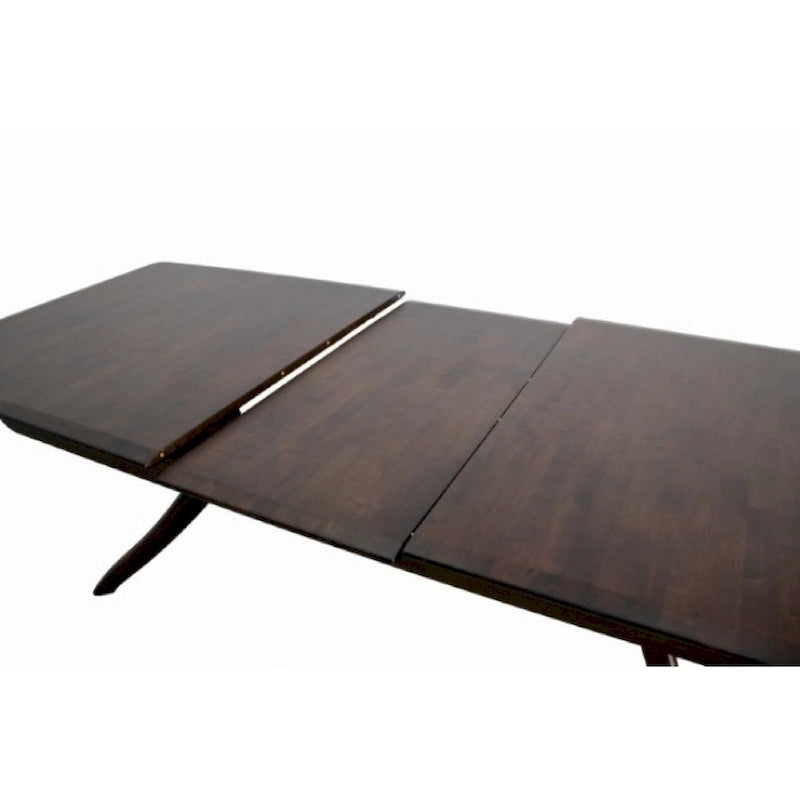 Extendable Rubberwood Dining Table Curved Legs Drop Leaf Mid-Century Walnut Brown