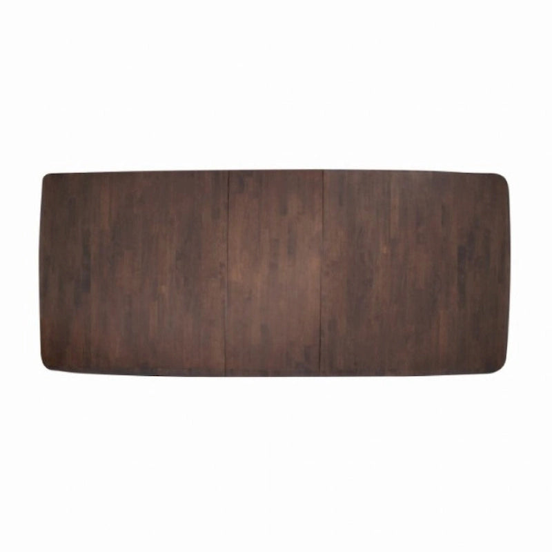 Extendable Rubberwood Dining Table Curved Legs Drop Leaf Mid-Century Walnut Brown