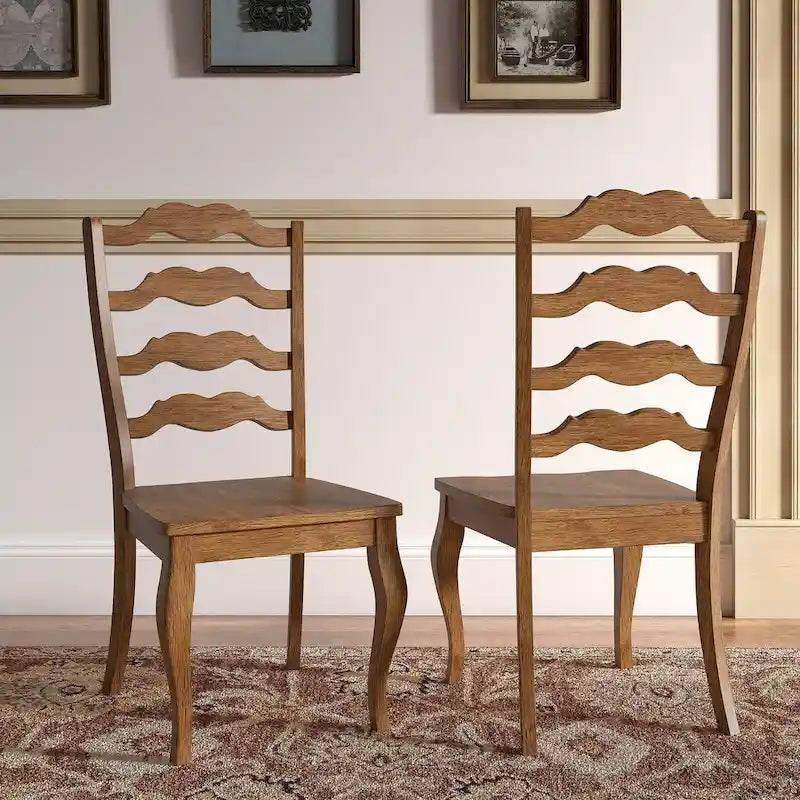 Ronda French Ladder Back Wood Dining Chairs (Set of 2)