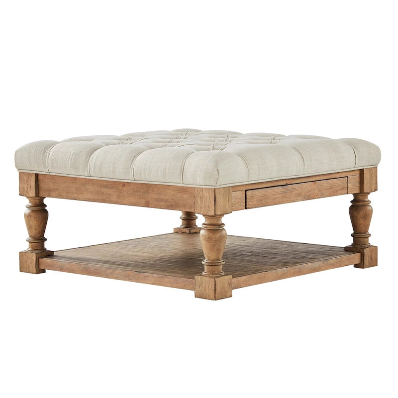Lennon Baluster Storage Tufted Ottoman Table by iNSPIRE Q Artisan