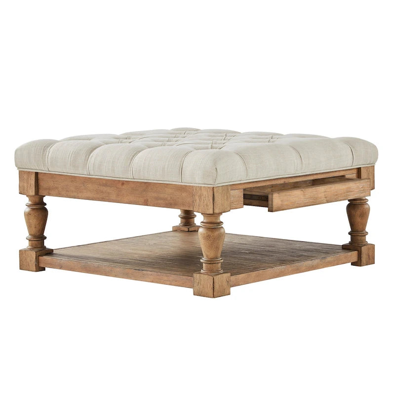 Lennon Baluster Storage Tufted Ottoman Table by iNSPIRE Q Artisan