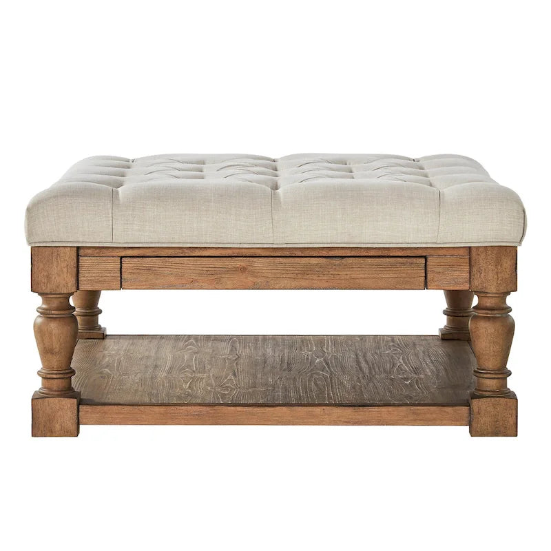 Lennon Baluster Storage Tufted Ottoman Table by iNSPIRE Q Artisan