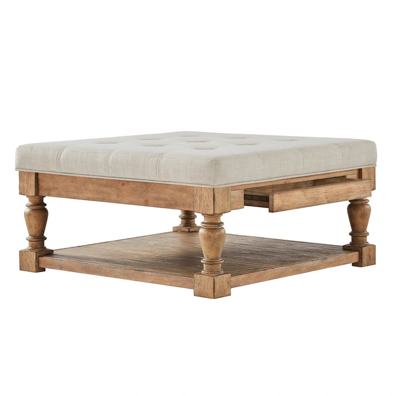 Lennon Baluster Storage Tufted Ottoman Table by iNSPIRE Q Artisan
