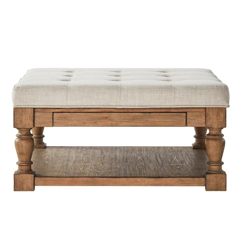 Lennon Baluster Storage Tufted Ottoman Table by iNSPIRE Q Artisan