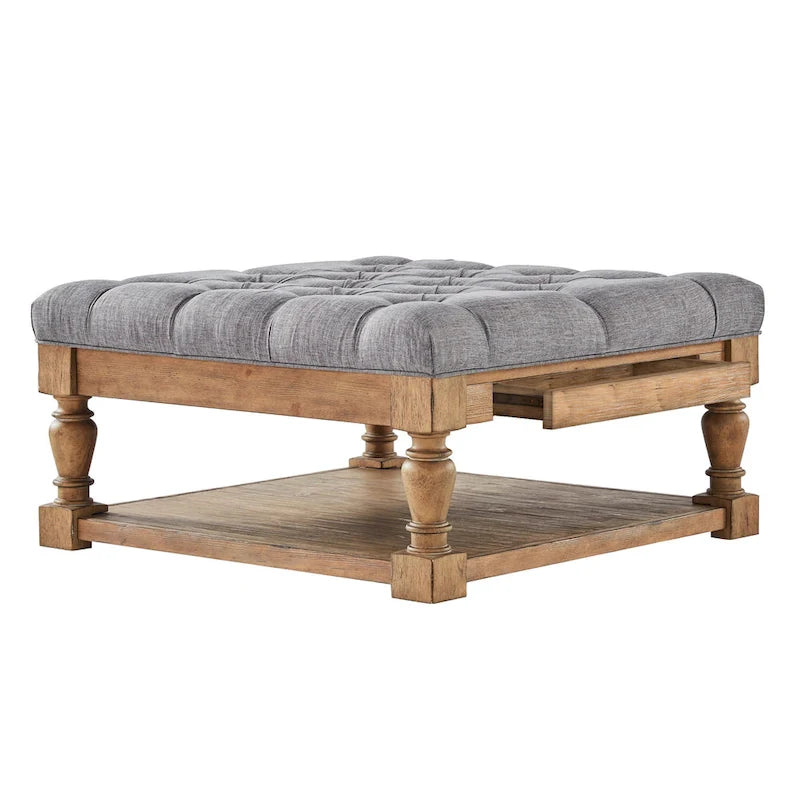 Lennon Baluster Storage Tufted Ottoman Table by iNSPIRE Q Artisan
