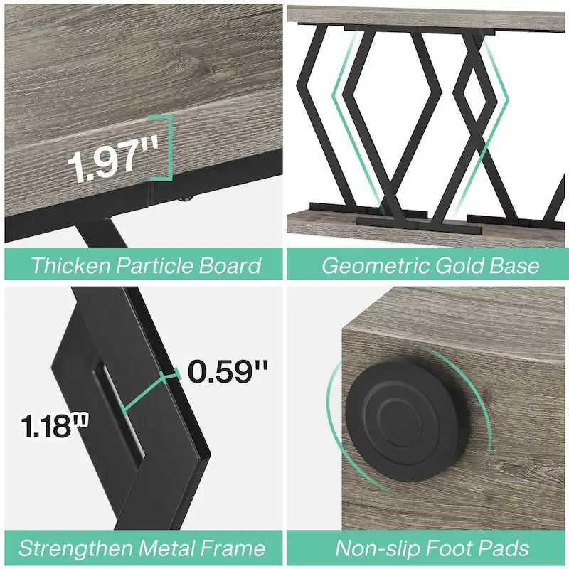 70.9 Inch Console Table Faux Marble Top Geometric Gold Metal Frame White Black Grey Brown