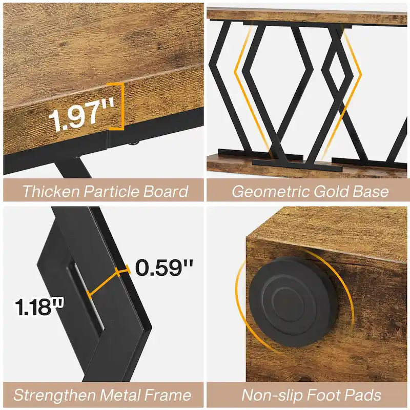 70.9 Inch Console Table Faux Marble Top Geometric Gold Metal Frame White Black Grey Brown