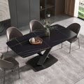 71 Inch Modern Dining Table Sintered Stone Top X-Base Carbon Steel Black Grey White Gold