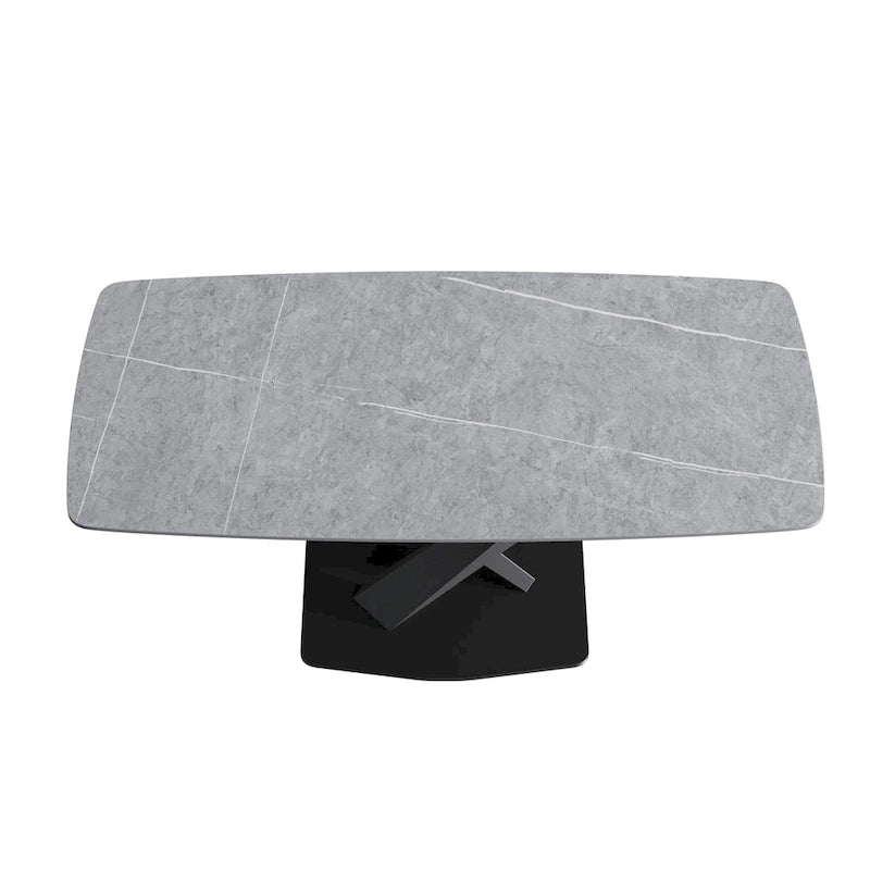 71 Inch Modern Dining Table Sintered Stone Top X-Base Carbon Steel Black Grey White Gold