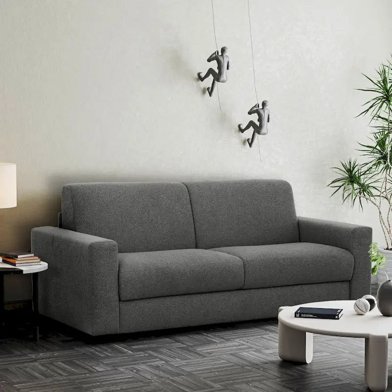 Pull-Out Sleeper Sofa Memory Foam Mattress Full Size Polyester Anthracite Silver