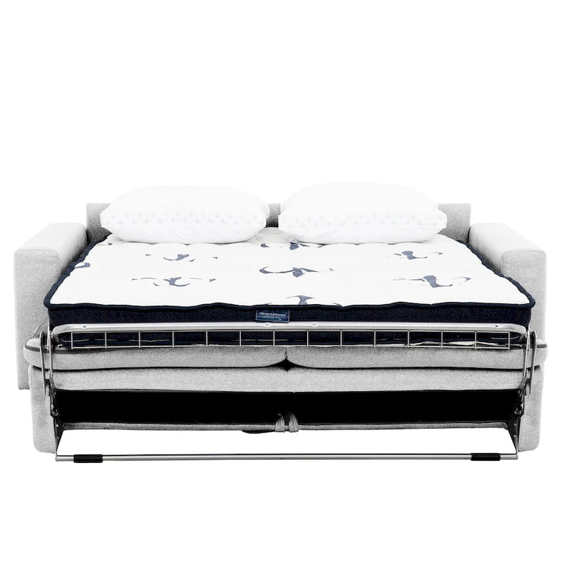 Pull-Out Sleeper Sofa Memory Foam Mattress Full Size Polyester Anthracite Silver