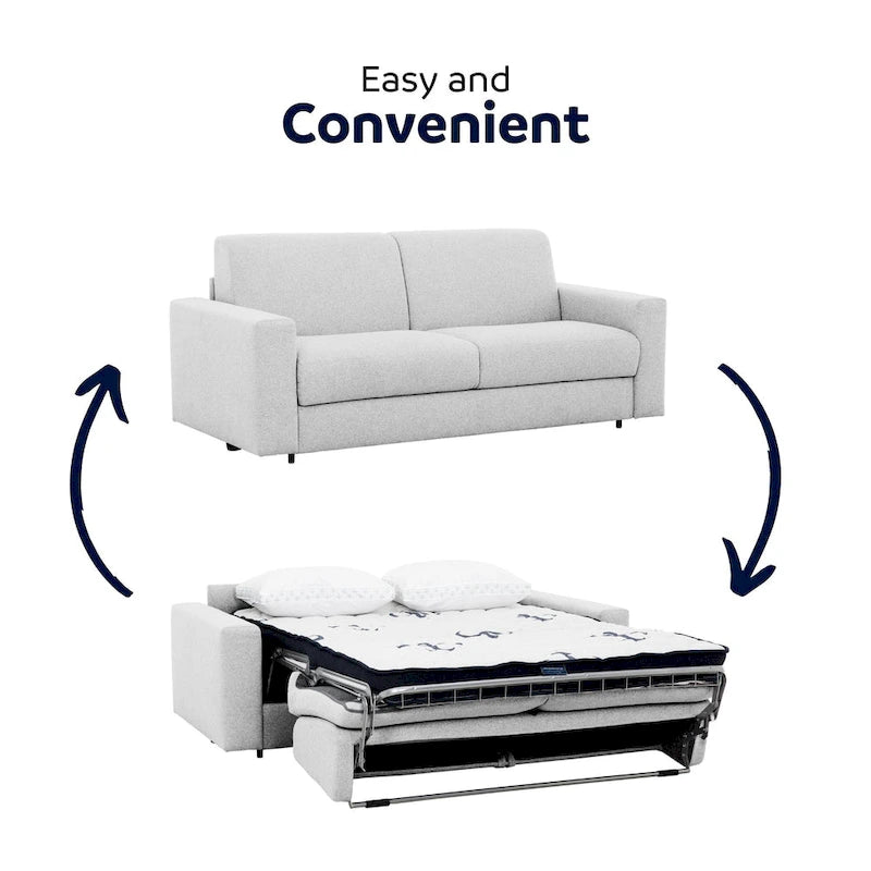 Pull-Out Sleeper Sofa Memory Foam Mattress Full Size Polyester Anthracite Silver