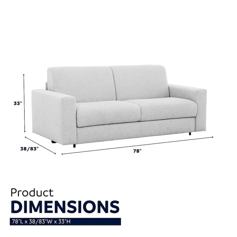 Pull-Out Sleeper Sofa Memory Foam Mattress Full Size Polyester Anthracite Silver