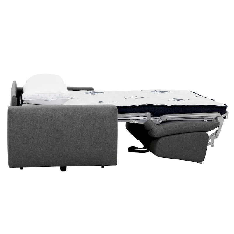 Pull-Out Sleeper Sofa Memory Foam Mattress Full Size Polyester Anthracite Silver