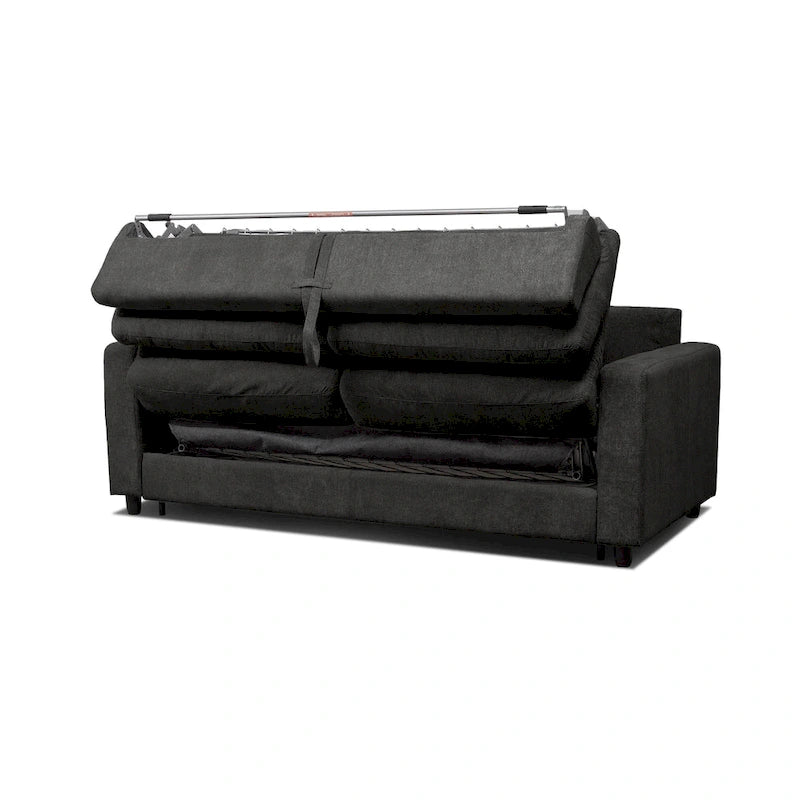 Pull-Out Sleeper Sofa Memory Foam Mattress Full Size Polyester Anthracite Silver