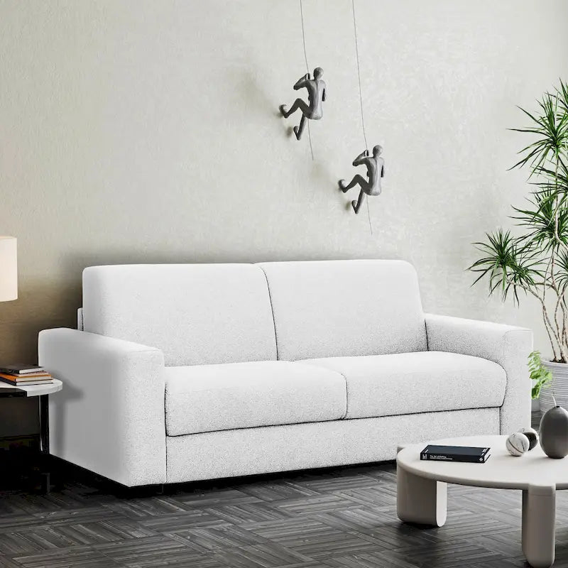 Pull-Out Sleeper Sofa Memory Foam Mattress Full Size Polyester Anthracite Silver