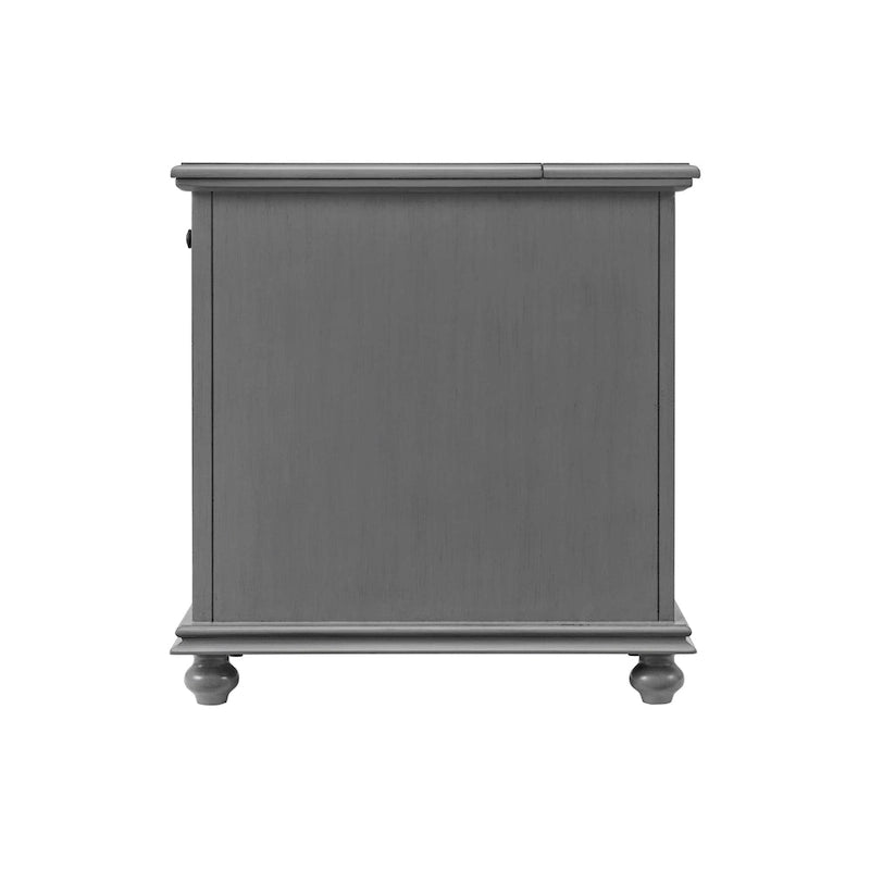 Table d’appoint turquoise de style parisien avec prises électriques, tiroir et compartiment de rangement