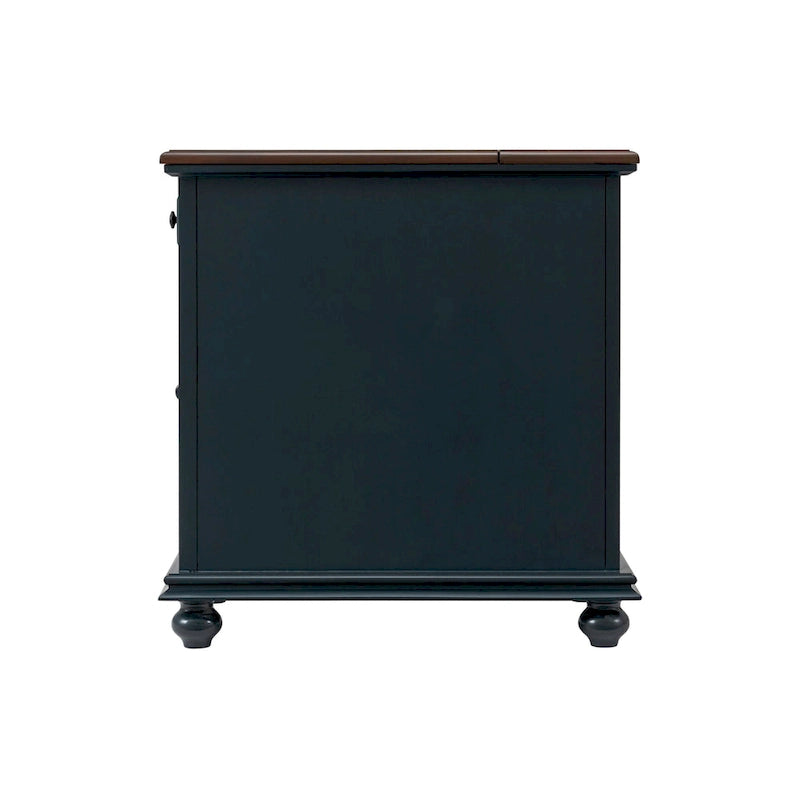 Table d’appoint turquoise de style parisien avec prises électriques, tiroir et compartiment de rangement