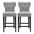 Button Tufted Wingback Counter Height Bar Stool Set of 2 Farmhouse Grey Beige
