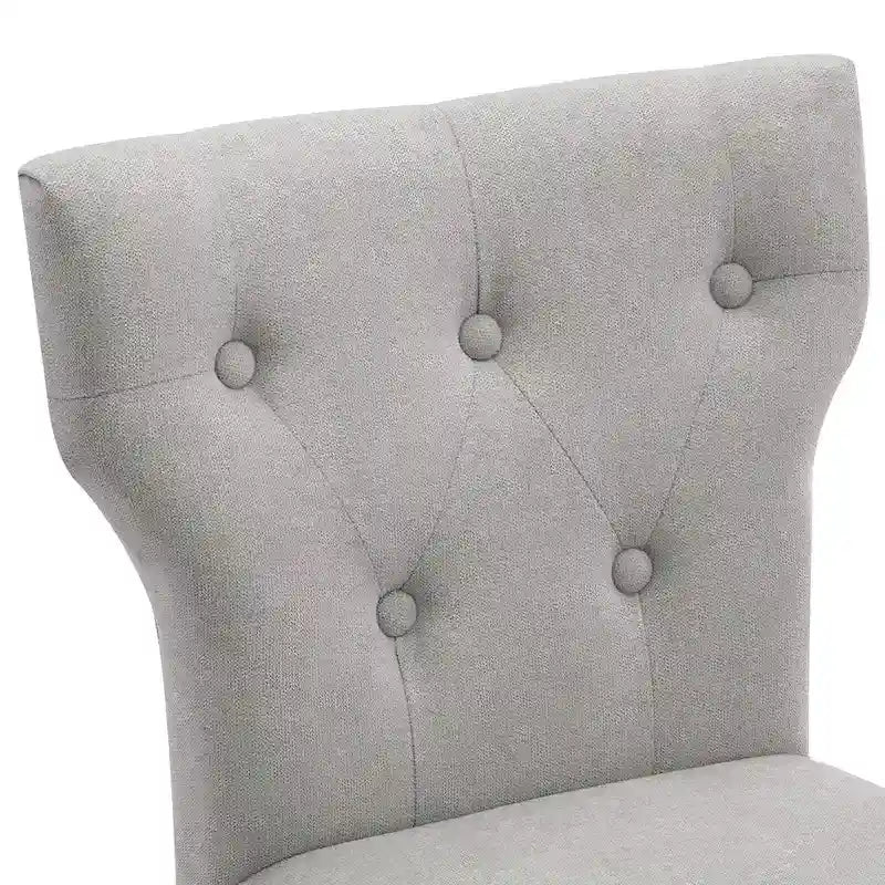 Button Tufted Wingback Counter Height Bar Stool Set of 2 Farmhouse Grey Beige