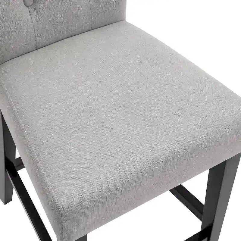 Button Tufted Wingback Counter Height Bar Stool Set of 2 Farmhouse Grey Beige