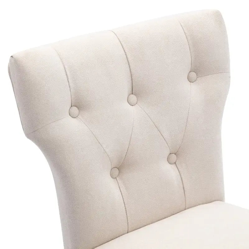 Button Tufted Wingback Counter Height Bar Stool Set of 2 Farmhouse Grey Beige