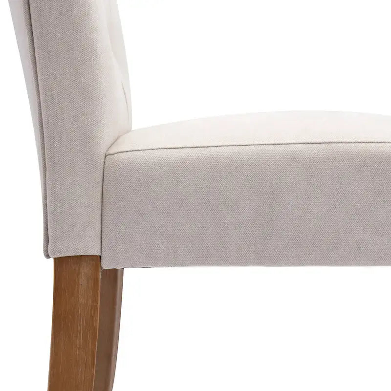 Button Tufted Wingback Counter Height Bar Stool Set of 2 Farmhouse Grey Beige