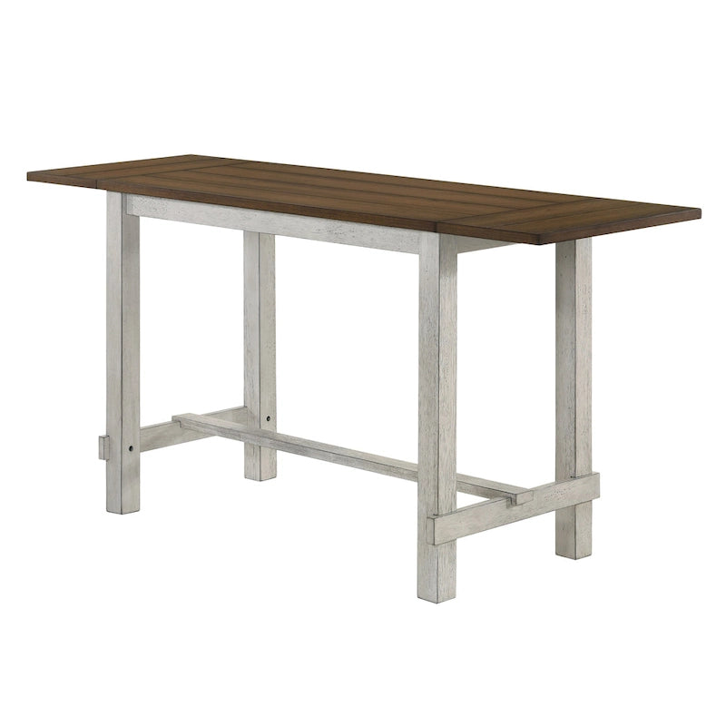 Expandable Drop Leaf Counter Height Dining Table Farmhouse Antique Light Oak White