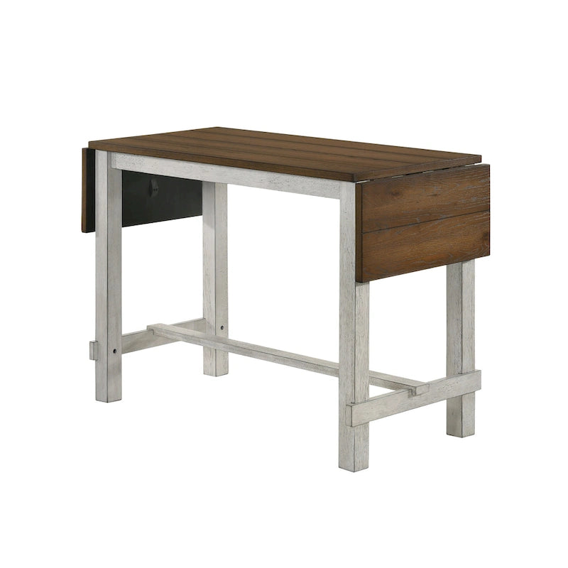 Expandable Drop Leaf Counter Height Dining Table Farmhouse Antique Light Oak White