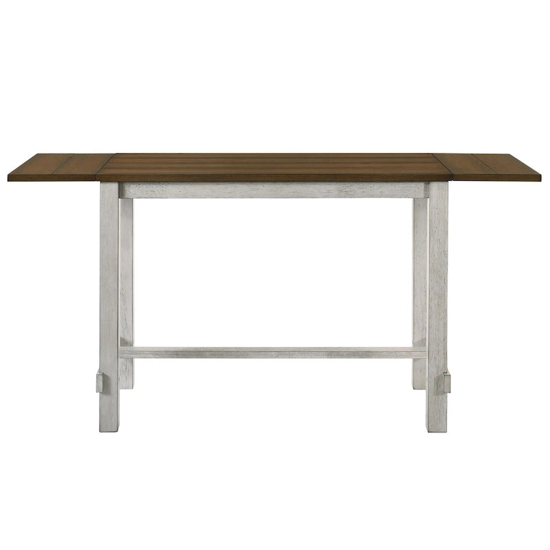 Expandable Drop Leaf Counter Height Dining Table Farmhouse Antique Light Oak White