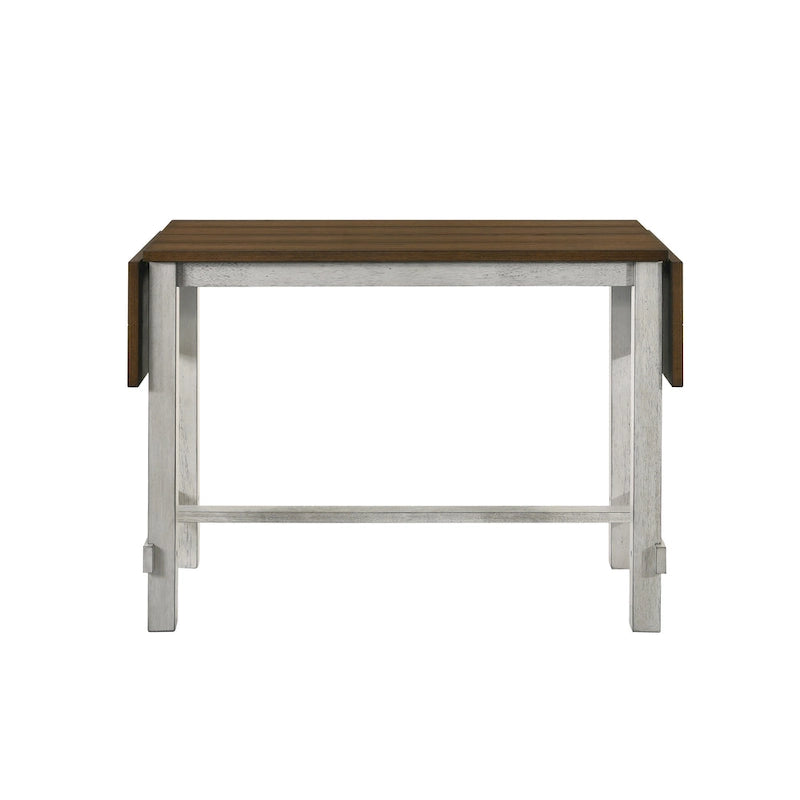 Expandable Drop Leaf Counter Height Dining Table Farmhouse Antique Light Oak White