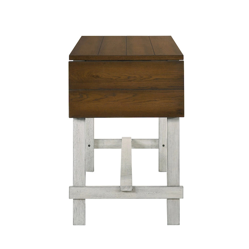 Expandable Drop Leaf Counter Height Dining Table Farmhouse Antique Light Oak White