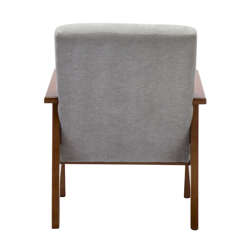 Suede Accent Chair Beech Wood Arms Legs Thick Cushion Rustic Grey Blue Dark Grey