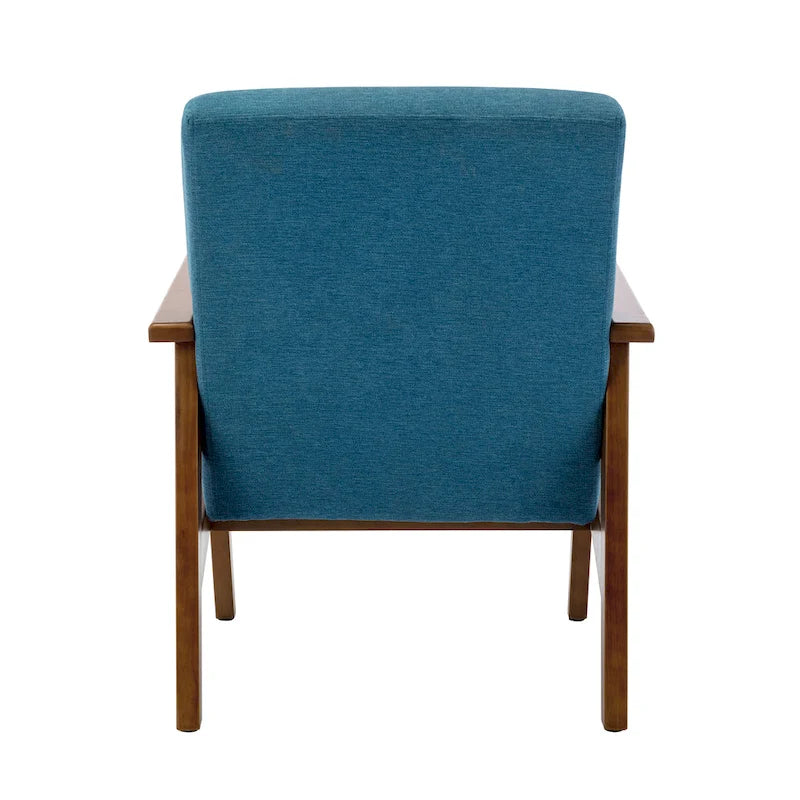 Suede Accent Chair Beech Wood Arms Legs Thick Cushion Rustic Grey Blue Dark Grey