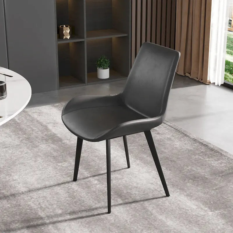 Modern PU Leather Dining Chair Ergonomic Metal Legs Set of 2 or 4 Brown Grey