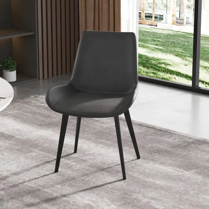 Modern PU Leather Dining Chair Ergonomic Metal Legs Set of 2 or 4 Brown Grey