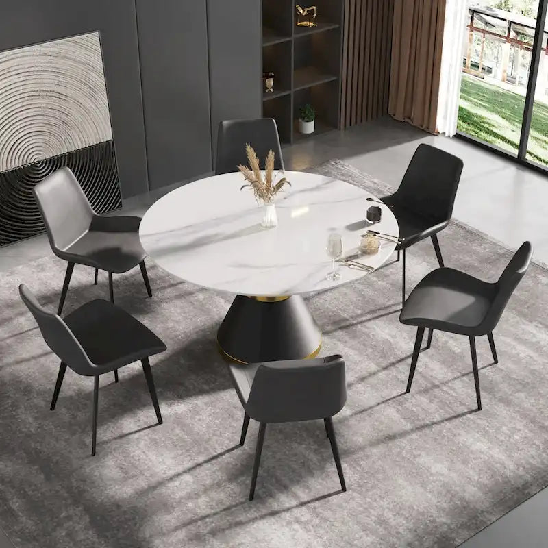 Modern PU Leather Dining Chair Ergonomic Metal Legs Set of 2 or 4 Brown Grey