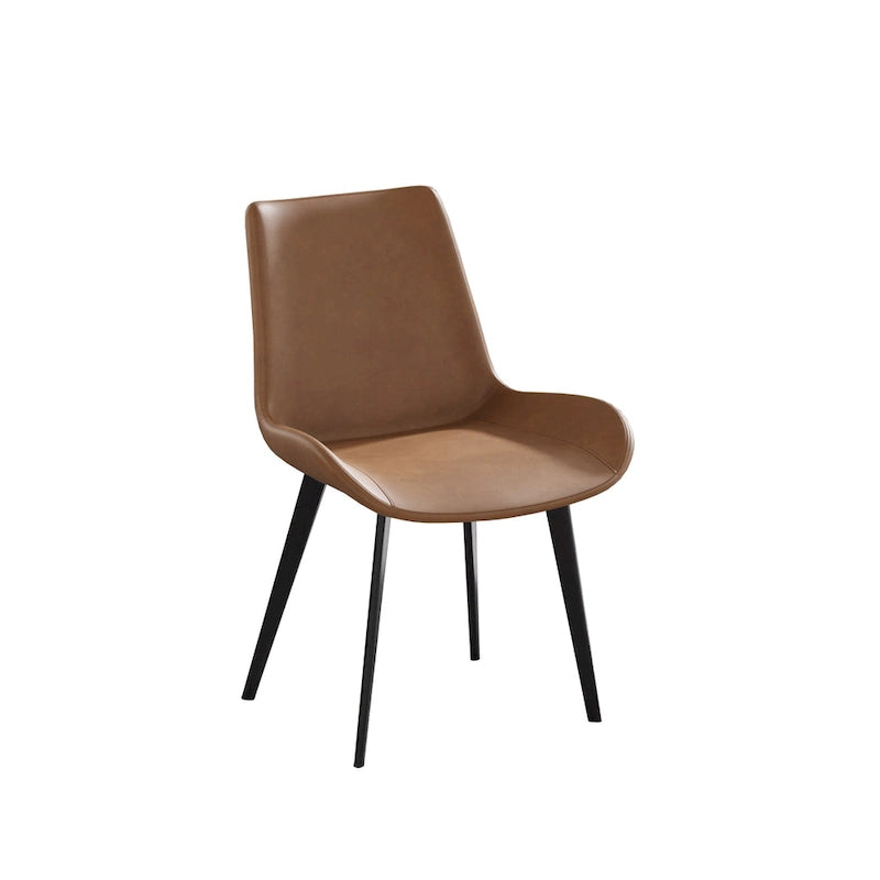 Modern PU Leather Dining Chair Ergonomic Metal Legs Set of 2 or 4 Brown Grey
