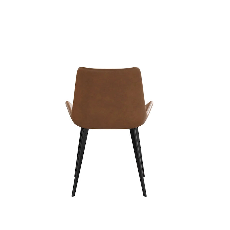 Modern PU Leather Dining Chair Ergonomic Metal Legs Set of 2 or 4 Brown Grey