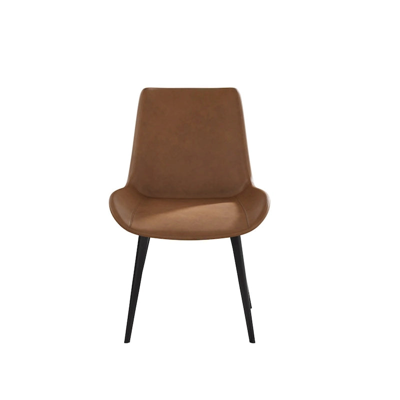 Modern PU Leather Dining Chair Ergonomic Metal Legs Set of 2 or 4 Brown Grey