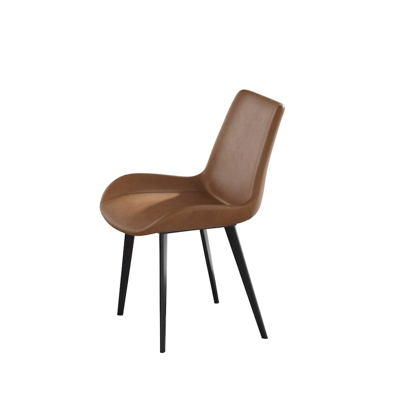 Modern PU Leather Dining Chair Ergonomic Metal Legs Set of 2 or 4 Brown Grey