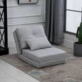 Convertible Folding Floor Sofa Bed Reclining Chair Linen Light Grey Dark Blue