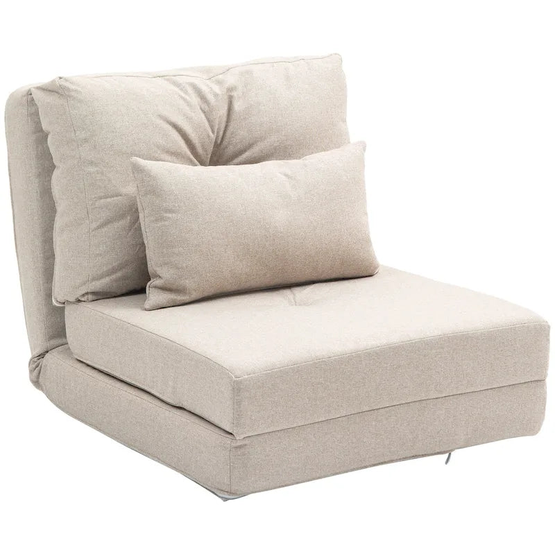 Convertible Folding Floor Sofa Bed Reclining Chair Linen Light Grey Dark Blue