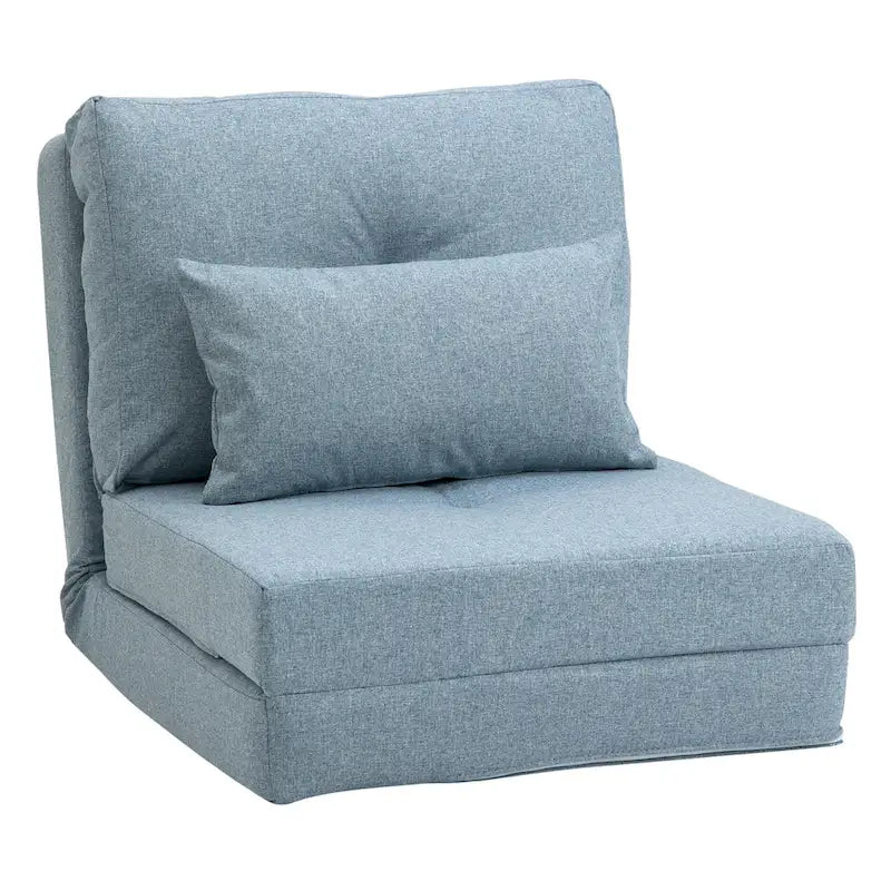 Convertible Folding Floor Sofa Bed Reclining Chair Linen Light Grey Dark Blue