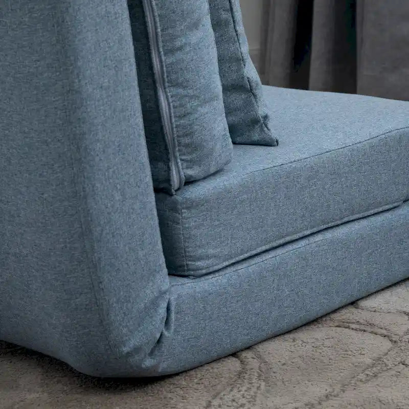 Convertible Folding Floor Sofa Bed Reclining Chair Linen Light Grey Dark Blue