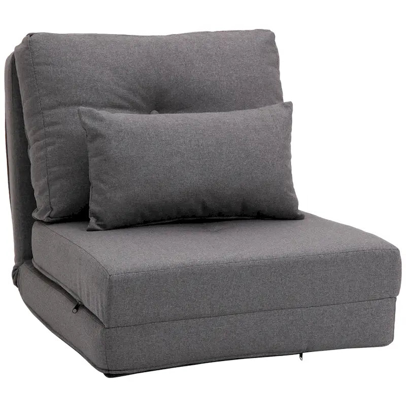 Convertible Folding Floor Sofa Bed Reclining Chair Linen Light Grey Dark Blue