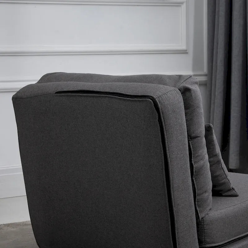Convertible Folding Floor Sofa Bed Reclining Chair Linen Light Grey Dark Blue