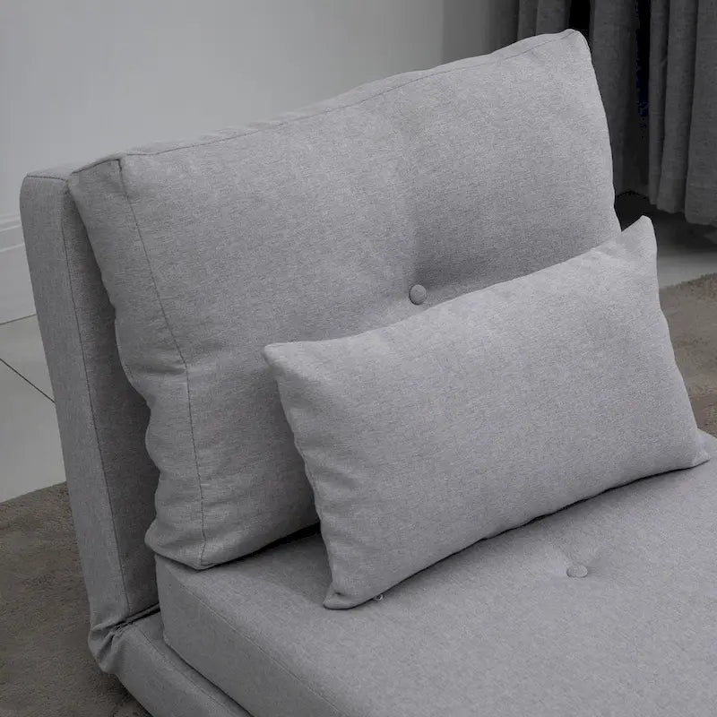 Convertible Folding Floor Sofa Bed Reclining Chair Linen Light Grey Dark Blue